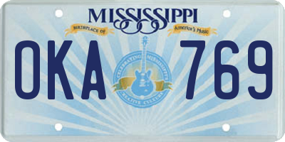 MS license plate OKA769