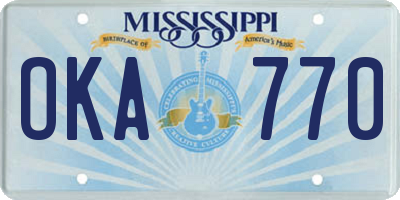 MS license plate OKA770