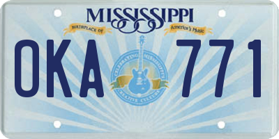 MS license plate OKA771
