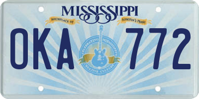 MS license plate OKA772