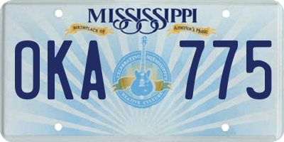 MS license plate OKA775