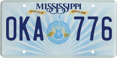 MS license plate OKA776