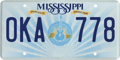 MS license plate OKA778