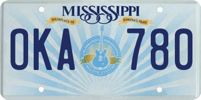 MS license plate OKA780
