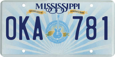 MS license plate OKA781
