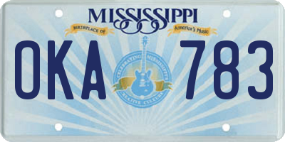 MS license plate OKA783