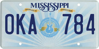 MS license plate OKA784
