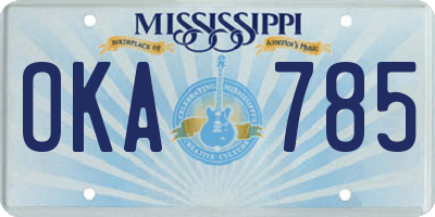 MS license plate OKA785