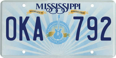MS license plate OKA792