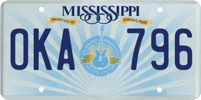 MS license plate OKA796