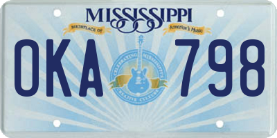 MS license plate OKA798