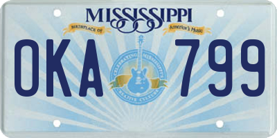 MS license plate OKA799
