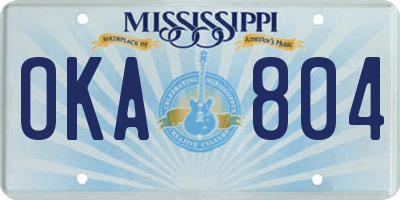 MS license plate OKA804