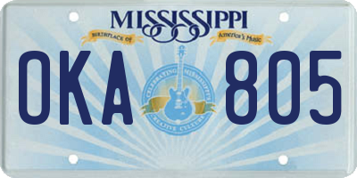 MS license plate OKA805