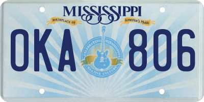 MS license plate OKA806