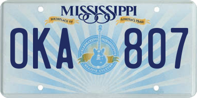 MS license plate OKA807