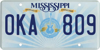 MS license plate OKA809