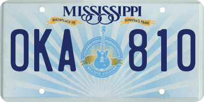 MS license plate OKA810