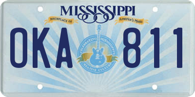 MS license plate OKA811