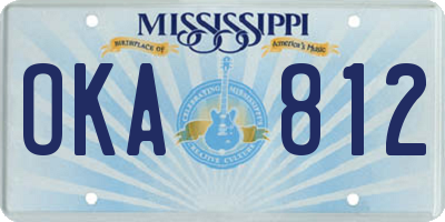 MS license plate OKA812