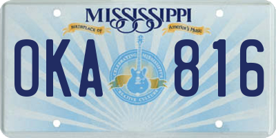 MS license plate OKA816