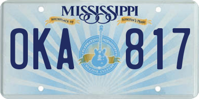 MS license plate OKA817