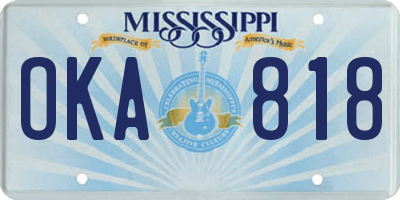MS license plate OKA818