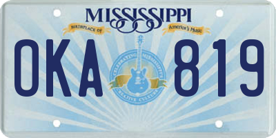 MS license plate OKA819
