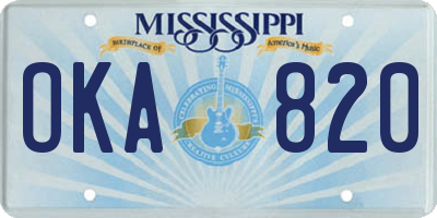 MS license plate OKA820