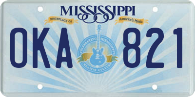 MS license plate OKA821