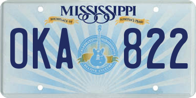 MS license plate OKA822