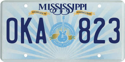 MS license plate OKA823