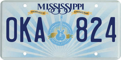MS license plate OKA824