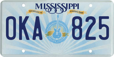 MS license plate OKA825