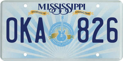 MS license plate OKA826