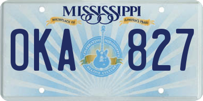 MS license plate OKA827