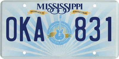 MS license plate OKA831