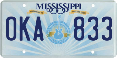 MS license plate OKA833