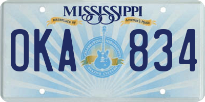 MS license plate OKA834