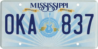 MS license plate OKA837