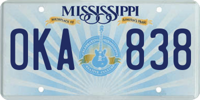 MS license plate OKA838