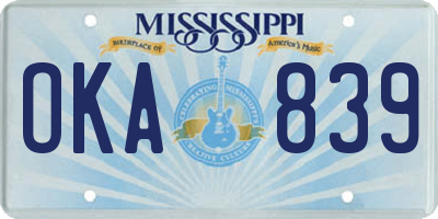 MS license plate OKA839
