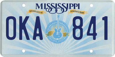 MS license plate OKA841