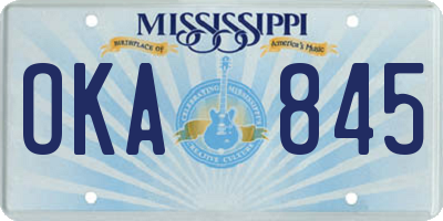 MS license plate OKA845