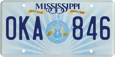 MS license plate OKA846
