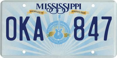 MS license plate OKA847