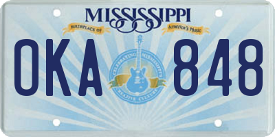 MS license plate OKA848