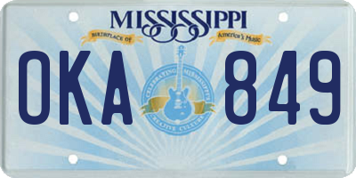 MS license plate OKA849