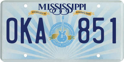MS license plate OKA851