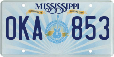 MS license plate OKA853